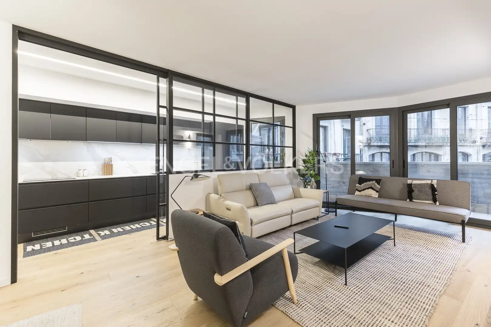 Wohnzimmer von Wohnung zur Miete in Barcelona mit Klimaanlage, Heizung und Parkett