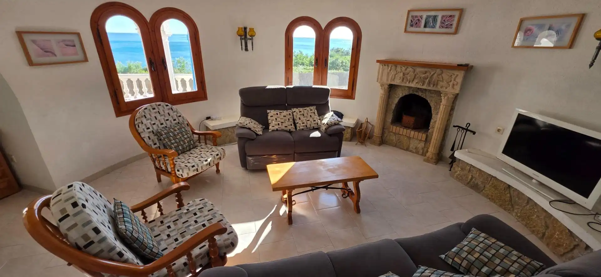 Sala de estar de Casa o chalet en venta en L'Ametlla de Mar  con Aire acondicionado, Jardín privado y Terraza