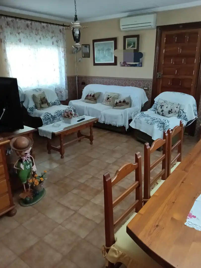 Sala de estar de Finca rústica en venta en Fuente Álamo de Murcia con Aire acondicionado, Jardín privado y Amueblado