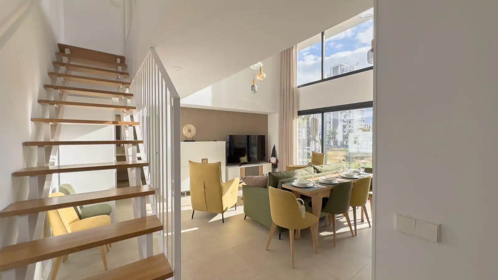 Sala de estar de Dúplex de alquiler en Calpe / Calp con Aire acondicionado, Terraza y Trastero