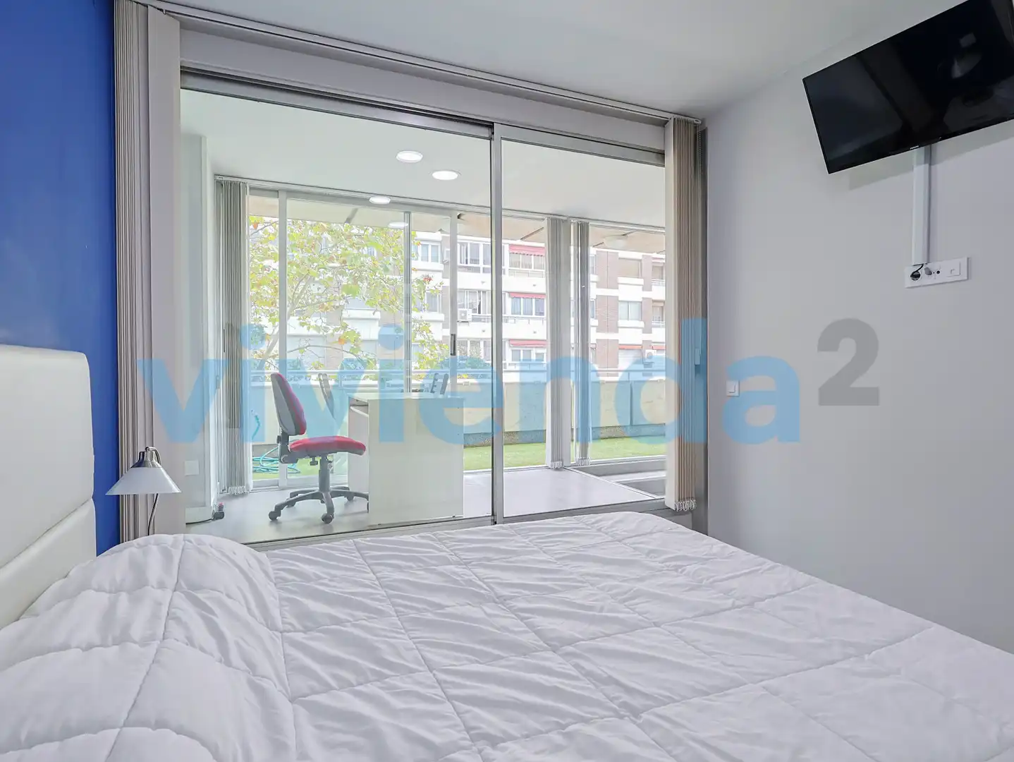 Schlafzimmer von Wohnung zur Miete in Madrid mit Klimaanlage, Heizung und Terrasse
