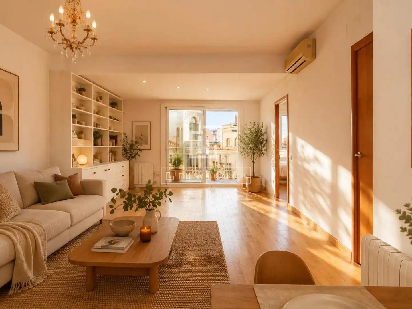 Wohnzimmer von Wohnung zum Verkauf in Barcelona mit Klimaanlage, Heizung und Balkon