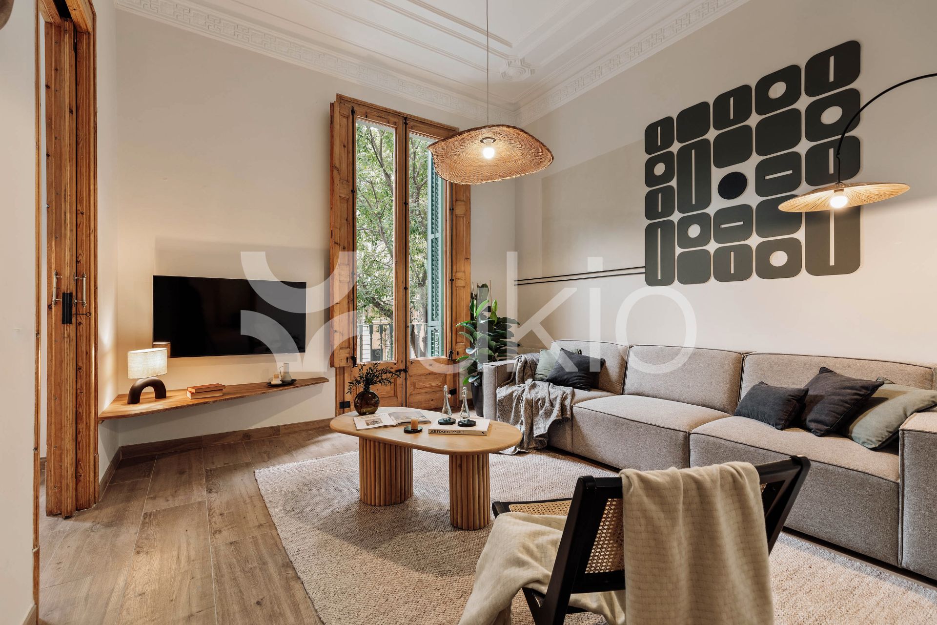 Sala d'estar de Pis de lloguer en  Barcelona Capital amb Aire condicionat, Calefacció i Moblat