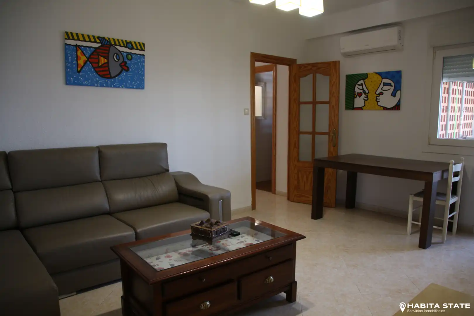 Living room of Flat for rent in Almería  with Air Conditioner, Terrace and Furnished