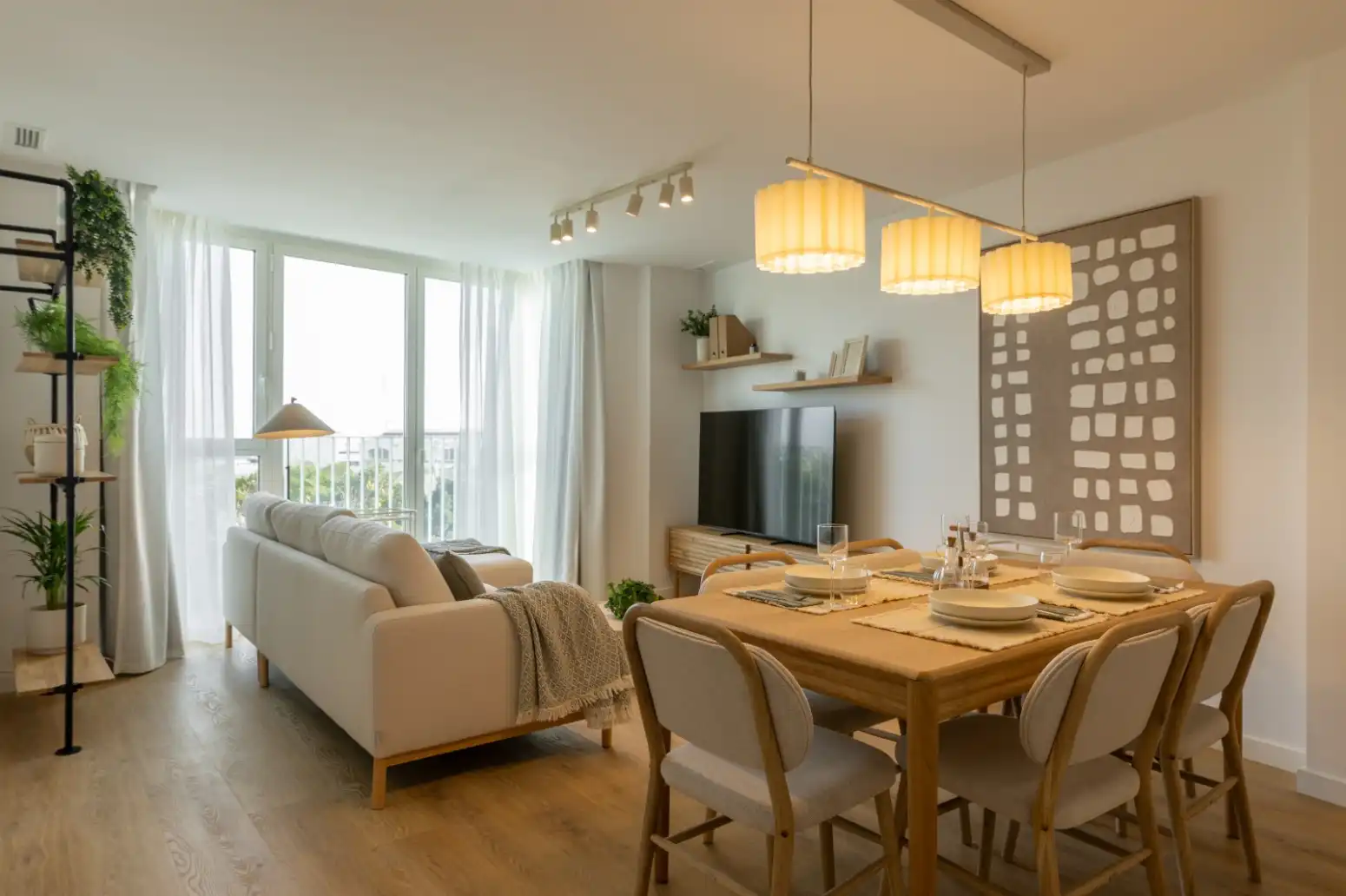 Living room of Flat for rent in Valencia  with Air Conditioner, Swimming Pool and Furnished