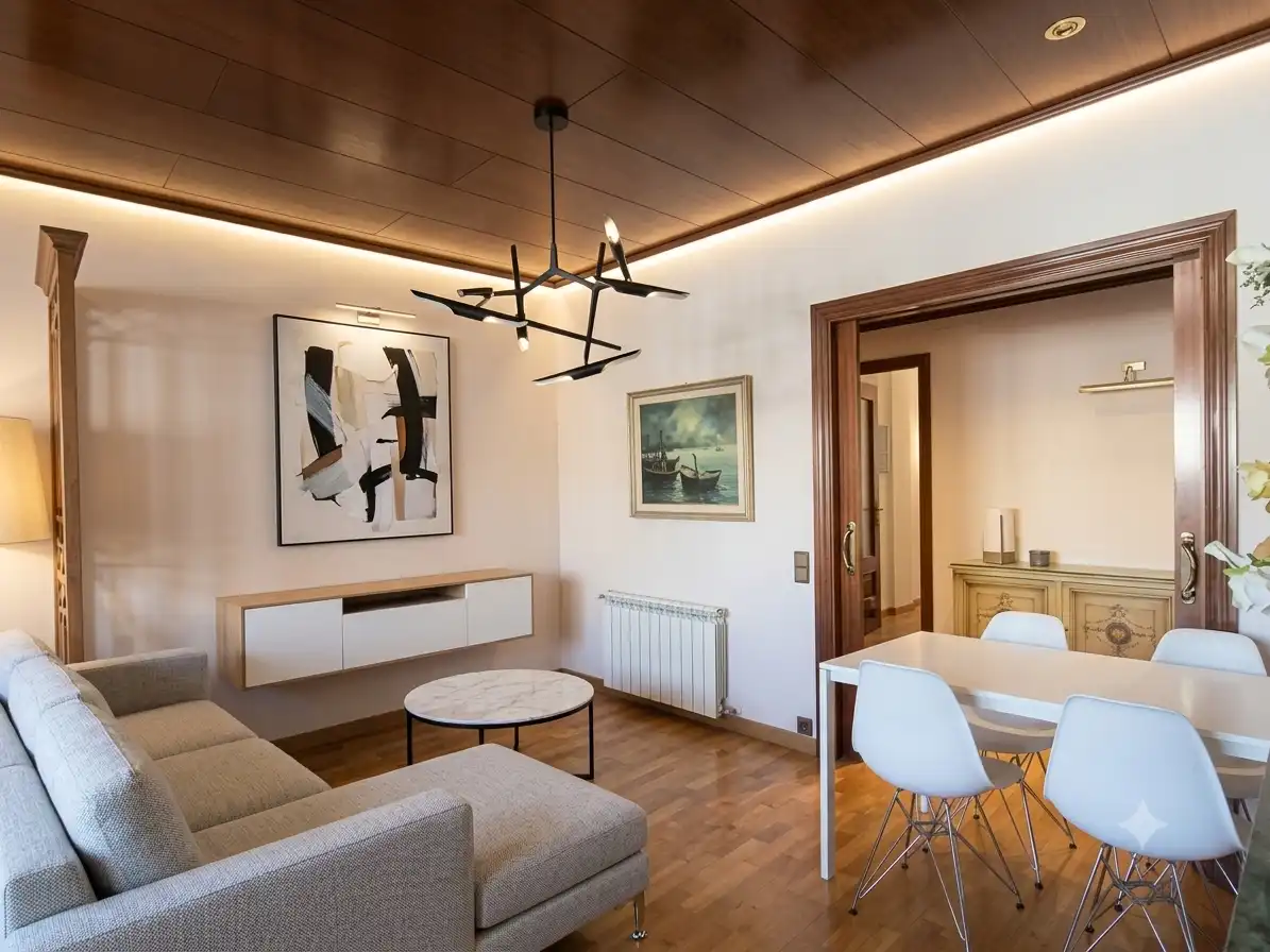 Sala d'estar de Pis en venda en Barcelona amb Aire condicionat, Calefacció i Parquet