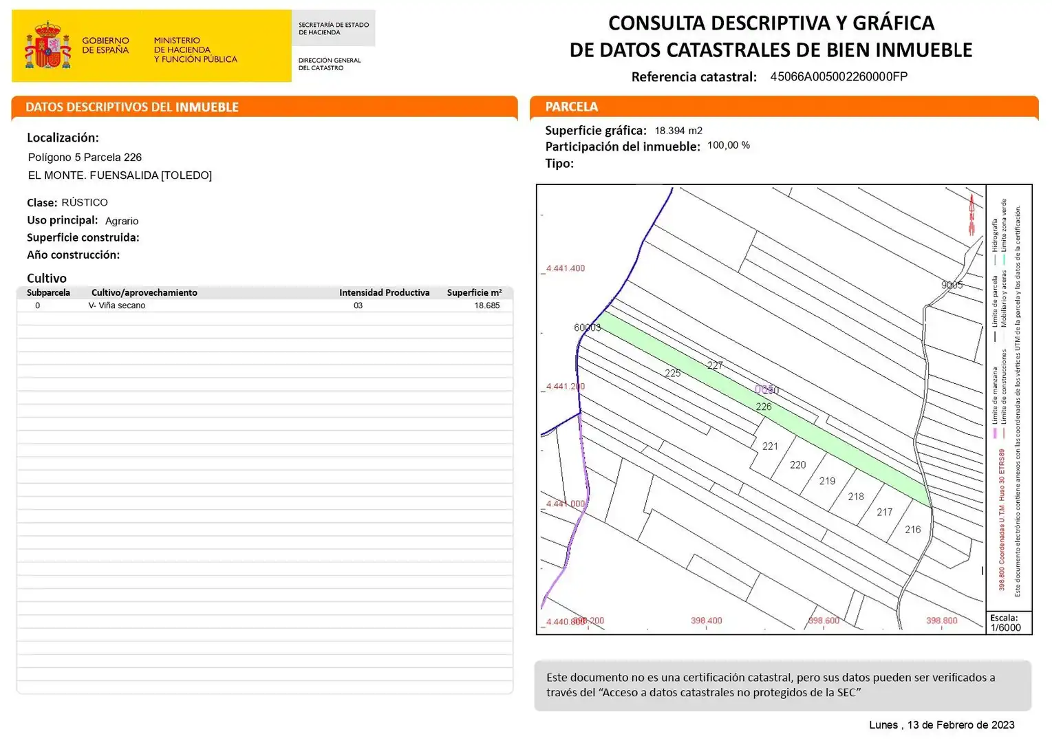 Terreno en venta en Fuensalida