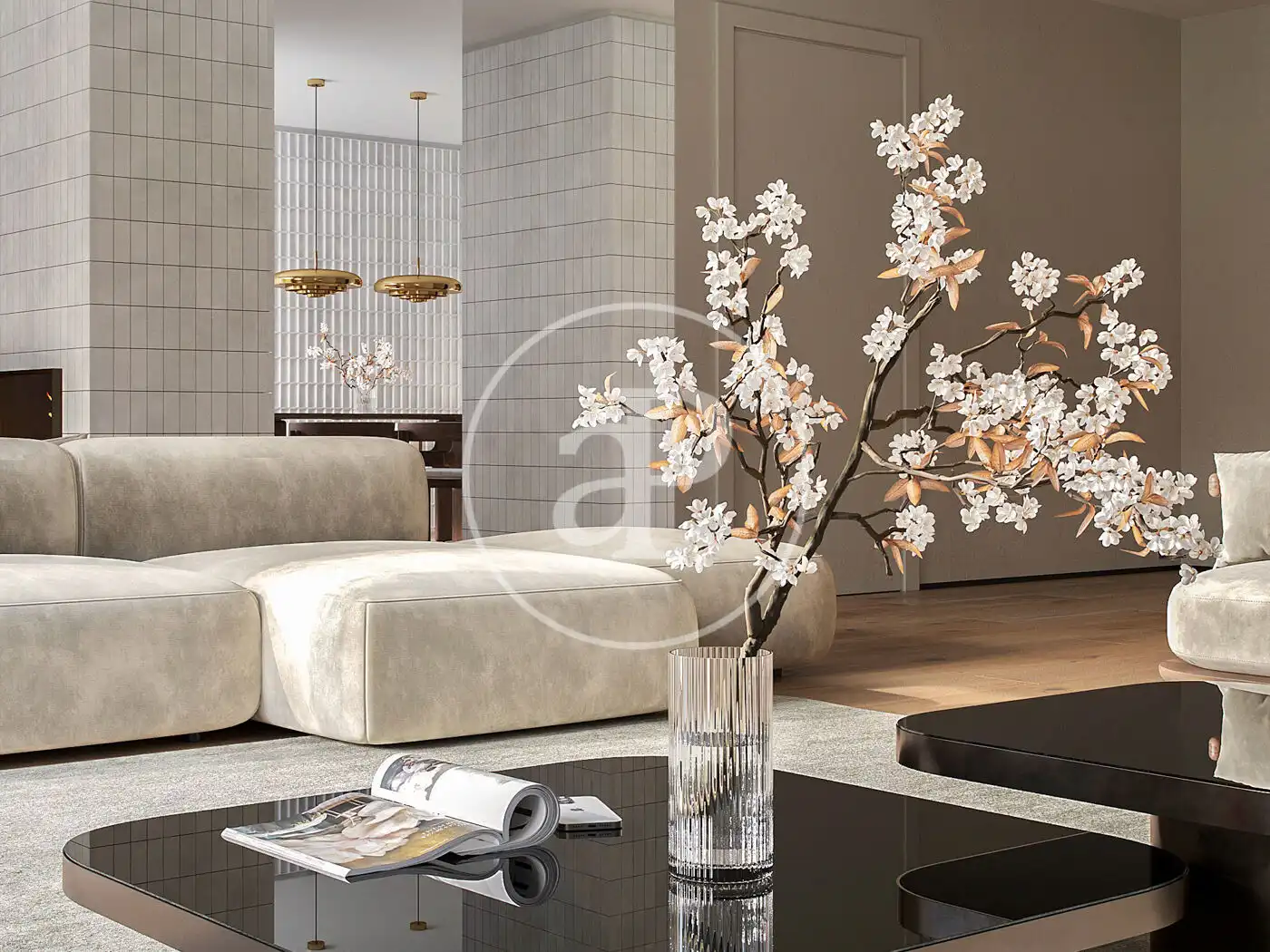 Wohnzimmer von Wohnung zum Verkauf in Barcelona mit Klimaanlage, Heizung und Privatgarten