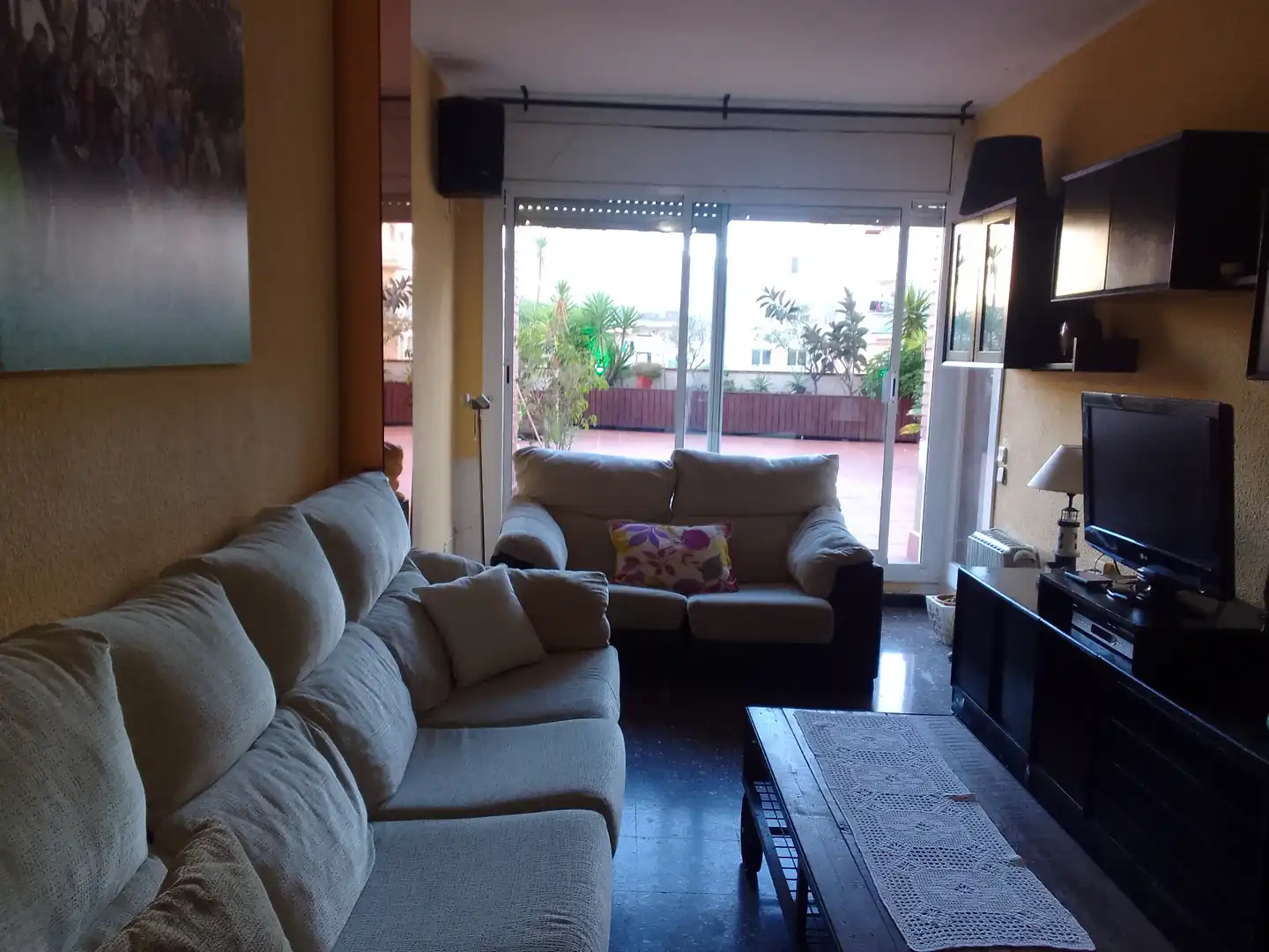 Sala d'estar de Pis de lloguer en Badalona amb Aire condicionat, Calefacció i Terrassa