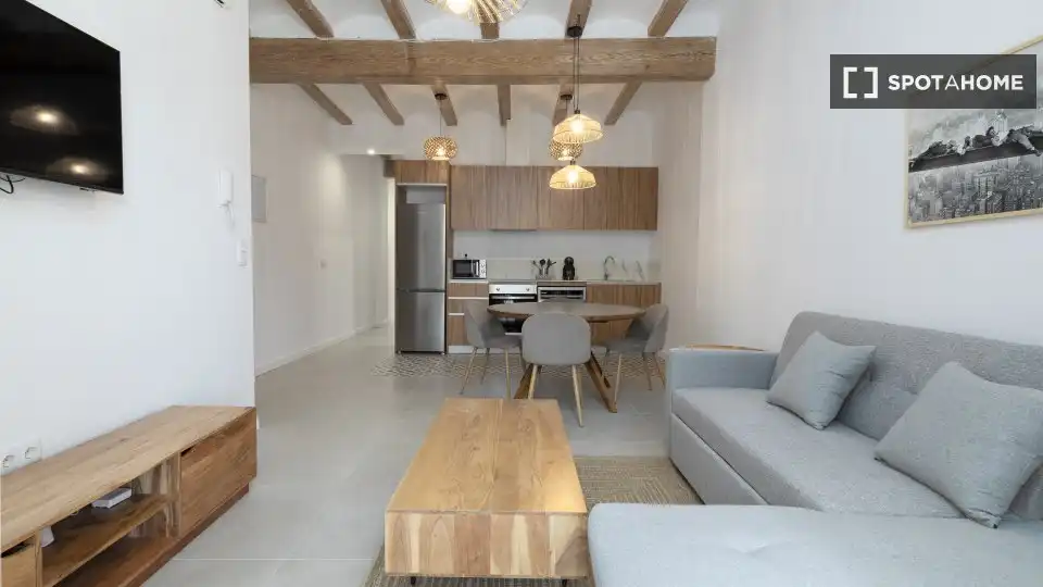 Living room of Flat for rent in Valencia  with Air Conditioner, Heating and Furnished