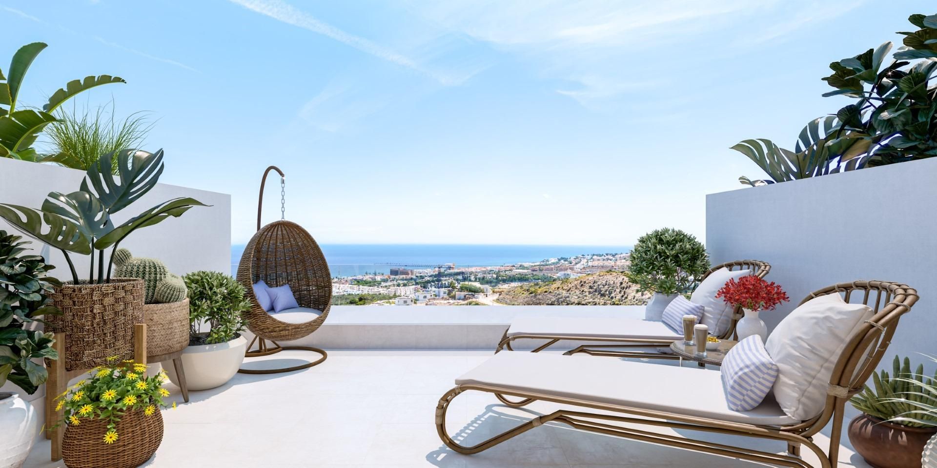 Terrassa de Casa adosada en venda en Mijas amb Aire condicionat, Calefacció i Jardí privat