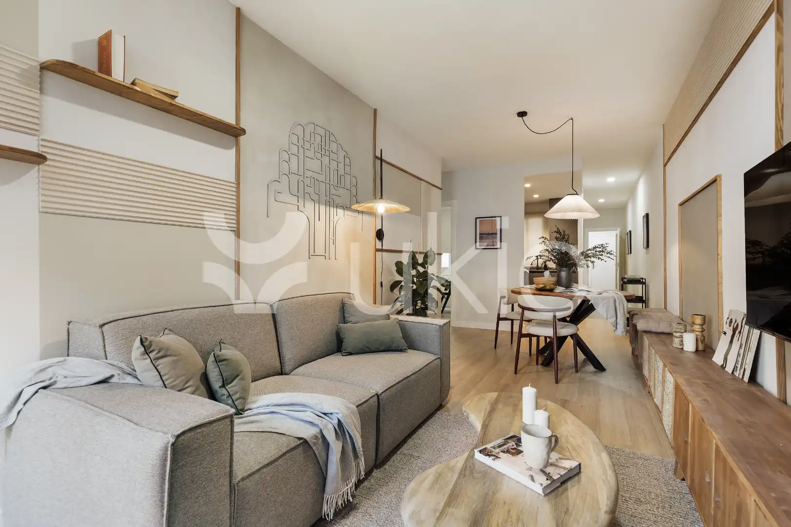 Sala de estar de Apartamento de alquiler en Barcelona con Aire acondicionado, Calefacción y Amueblado