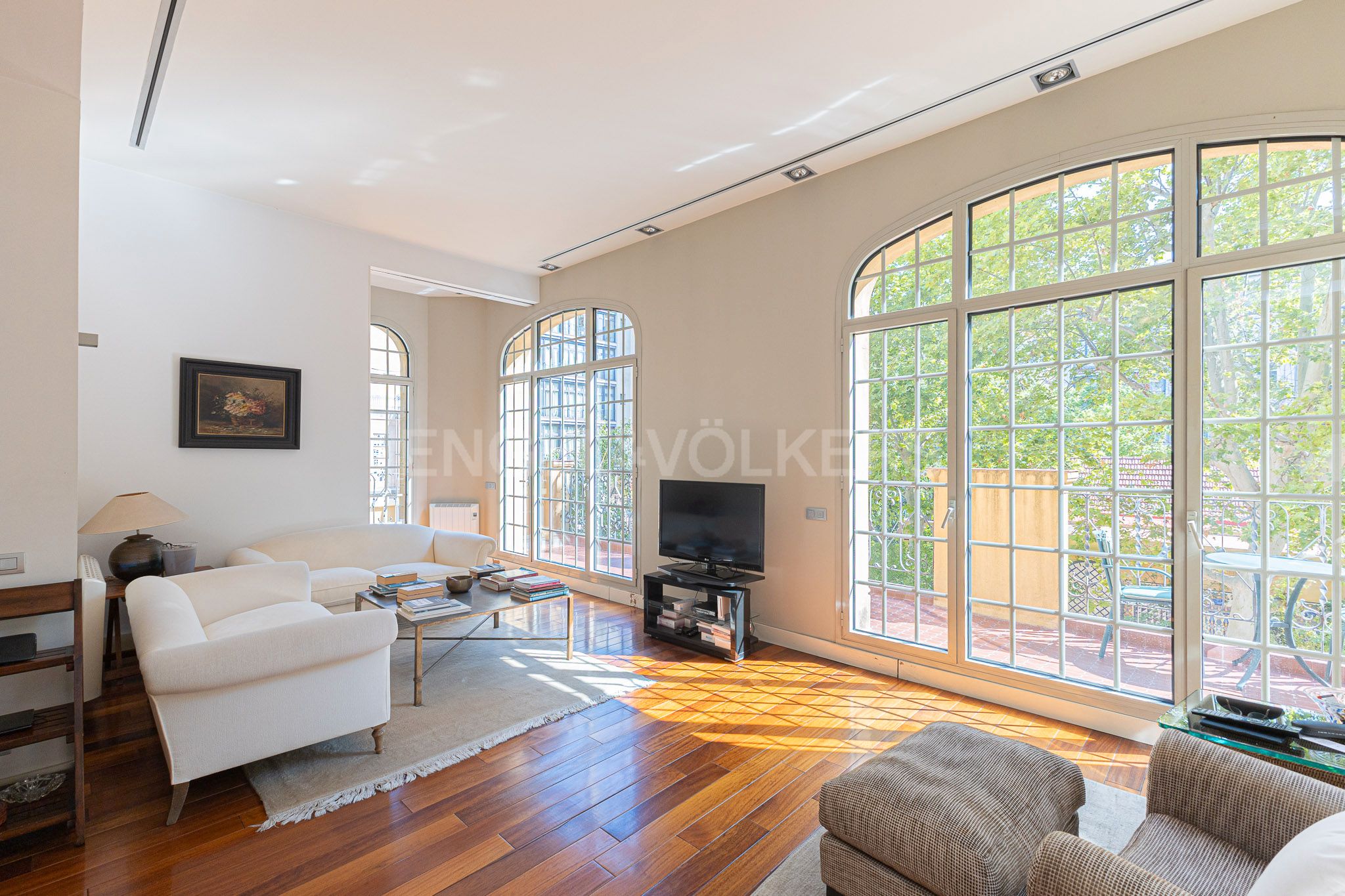 Sala d'estar de Apartament en venda en  Barcelona Capital amb Calefacció, Parquet i Terrassa