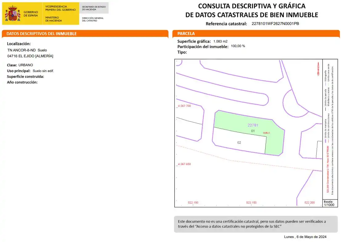 Land for sale in El Ejido
