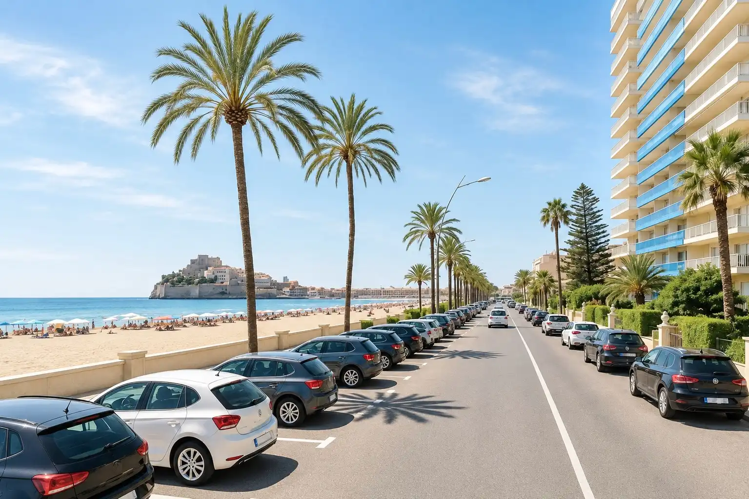 Parkplatz von Wohnungen zur Miete in Peñíscola / Peníscola mit Klimaanlage, Heizung und Terrasse