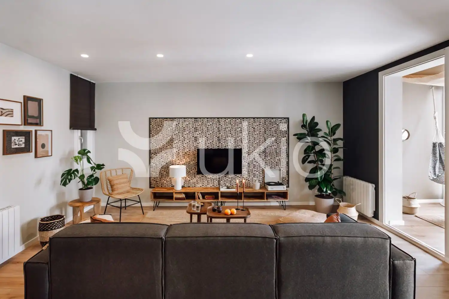 Sala de estar de Apartamento de alquiler en Barcelona con Aire acondicionado, Calefacción y Amueblado