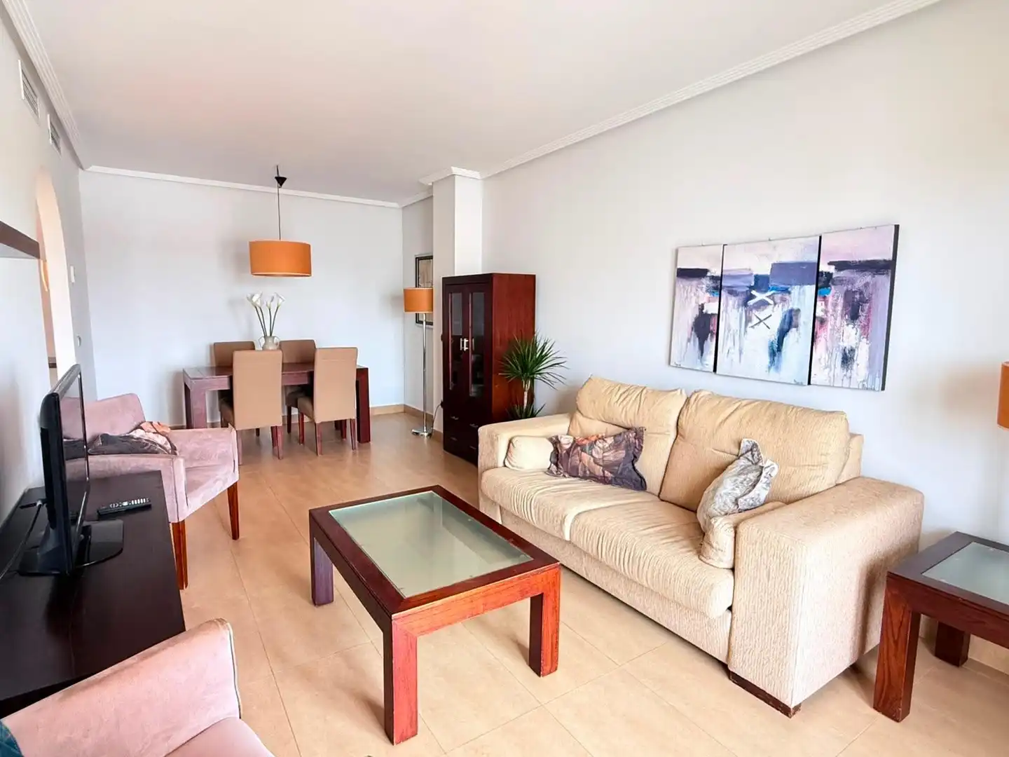 Wohnzimmer von Wohnung zur Miete in Los Alcázares mit Klimaanlage, Terrasse und Gemeinschaftspool