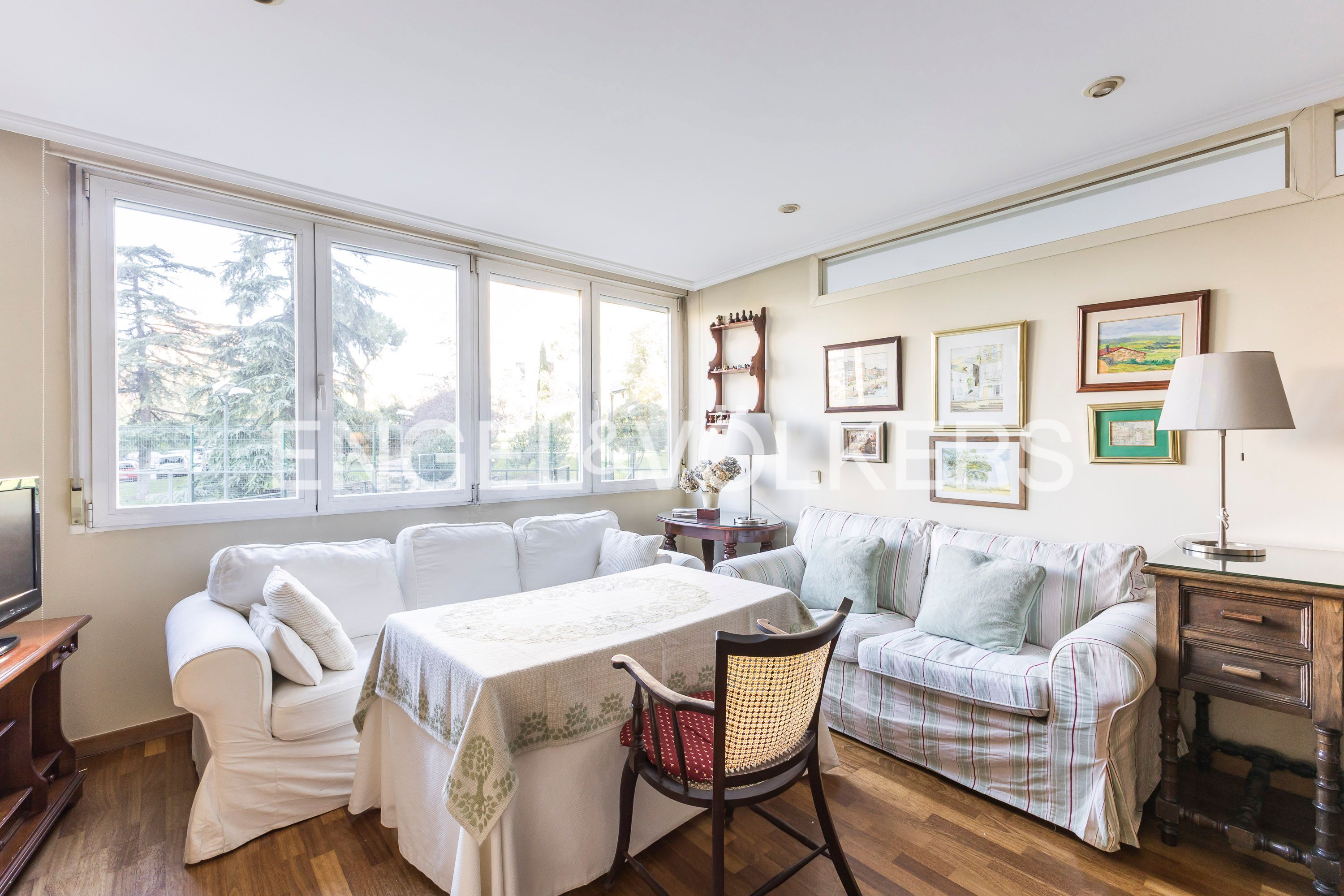 Living room of Apartment for sale in  Madrid Capital  with Heating, Private garden and Parquet flooring