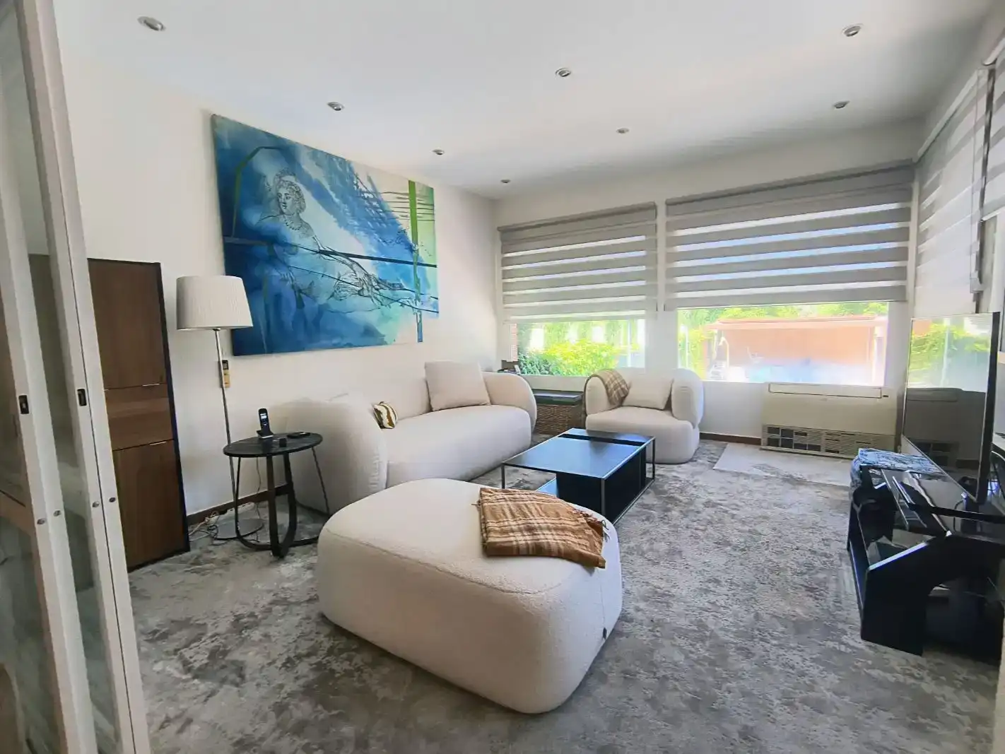Wohnzimmer von Wohnung zur Miete in Pozuelo de Alarcón mit Klimaanlage, Privatgarten und Parkett