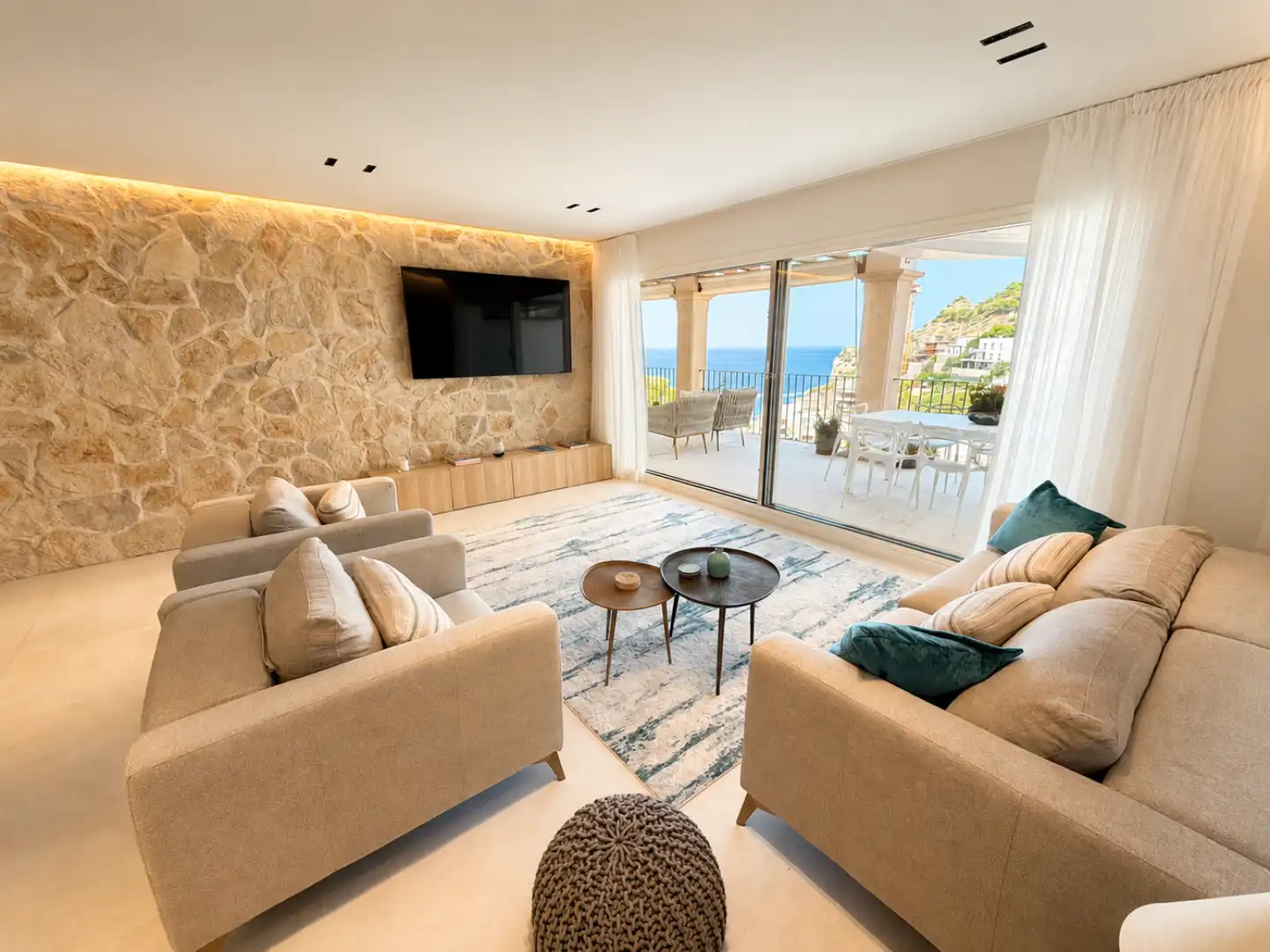 Wohnzimmer von Wohnung zur Miete in Andratx mit Privatgarten, Terrasse und Schwimmbad