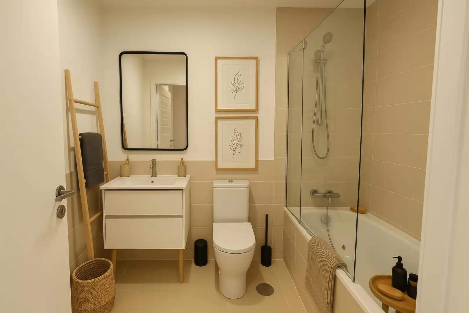 Badezimmer von Wohnung zur Miete in Dos Hermanas mit Klimaanlage, Heizung und Parkett
