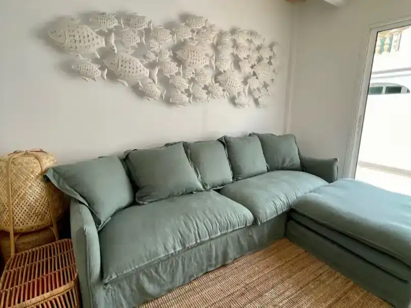 Wohnzimmer von Haus oder Chalet zur Miete in Ciutadella de Menorca mit Klimaanlage, Privatgarten und Abstellraum