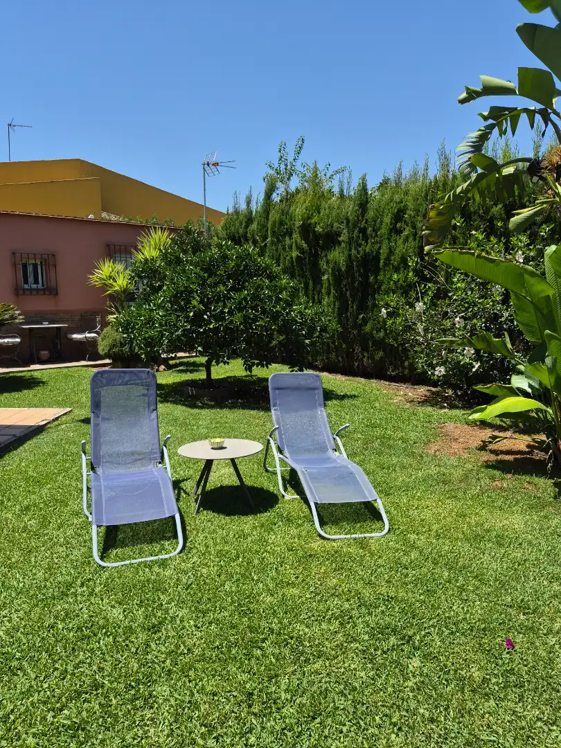 Garten von Haus oder Chalet zur Miete in Alcalá de Guadaira mit Klimaanlage, Heizung und Schwimmbad
