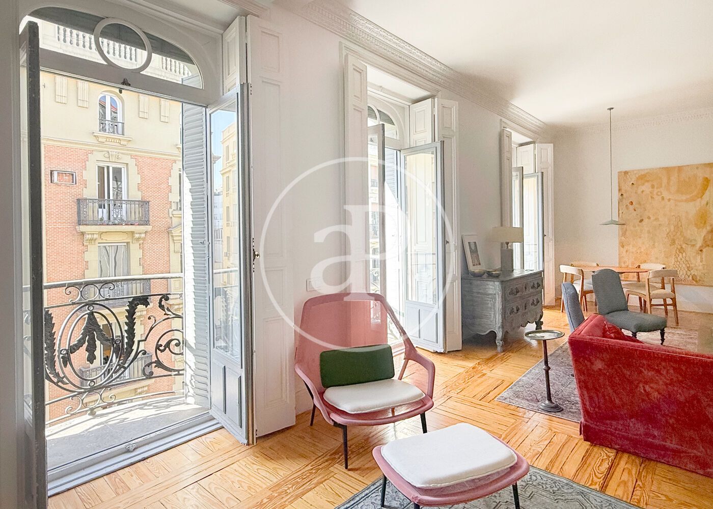 Sala d'estar de Pis de lloguer en  Madrid Capital amb Aire condicionat, Calefacció i Moblat