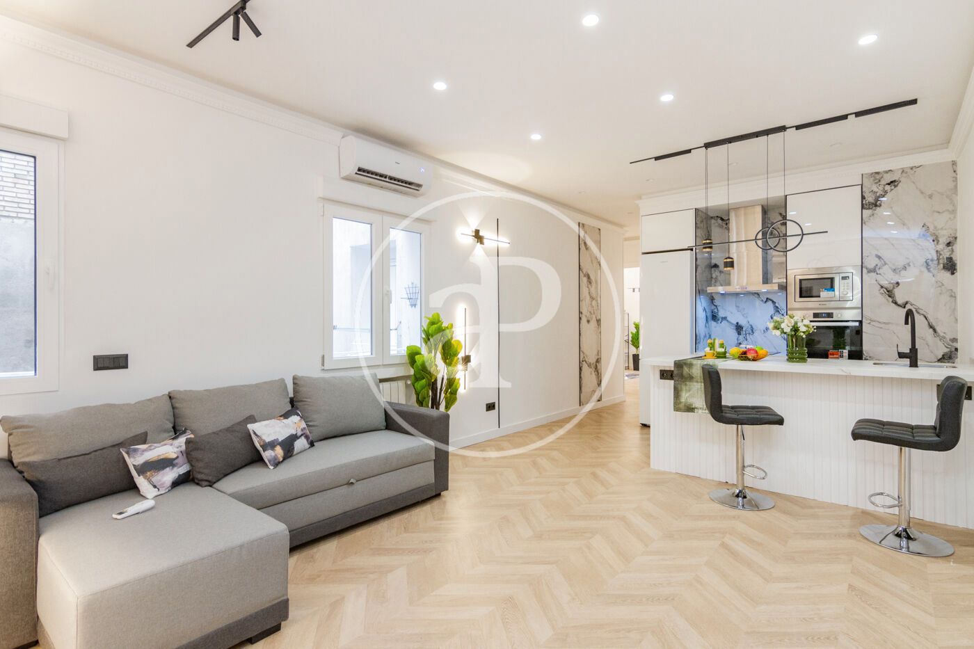 Living room of Flat to rent in  Madrid Capital  with Air Conditioner, Heating and Furnished