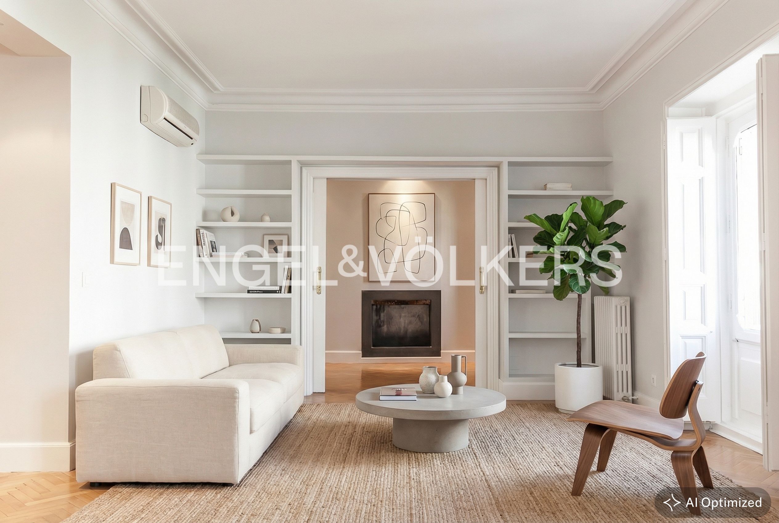 Sala d'estar de Apartament de lloguer en  Madrid Capital amb Aire condicionat, Calefacció i Parquet