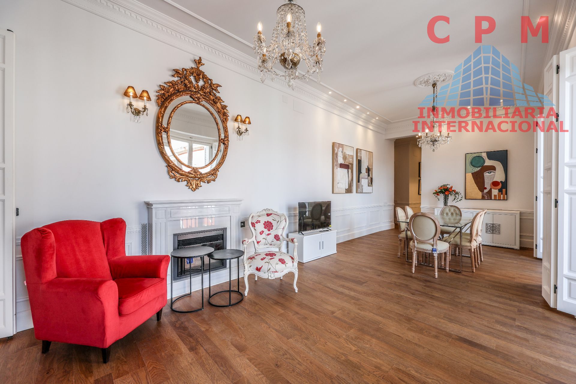 Living room of Flat to rent in  Madrid Capital  with Air Conditioner, Heating and Parquet flooring