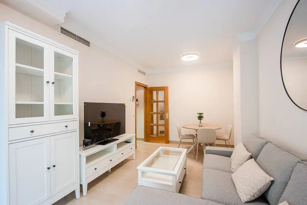 Living room of Flat for rent in Madrid  with Air Conditioner, Private garden and Storage room