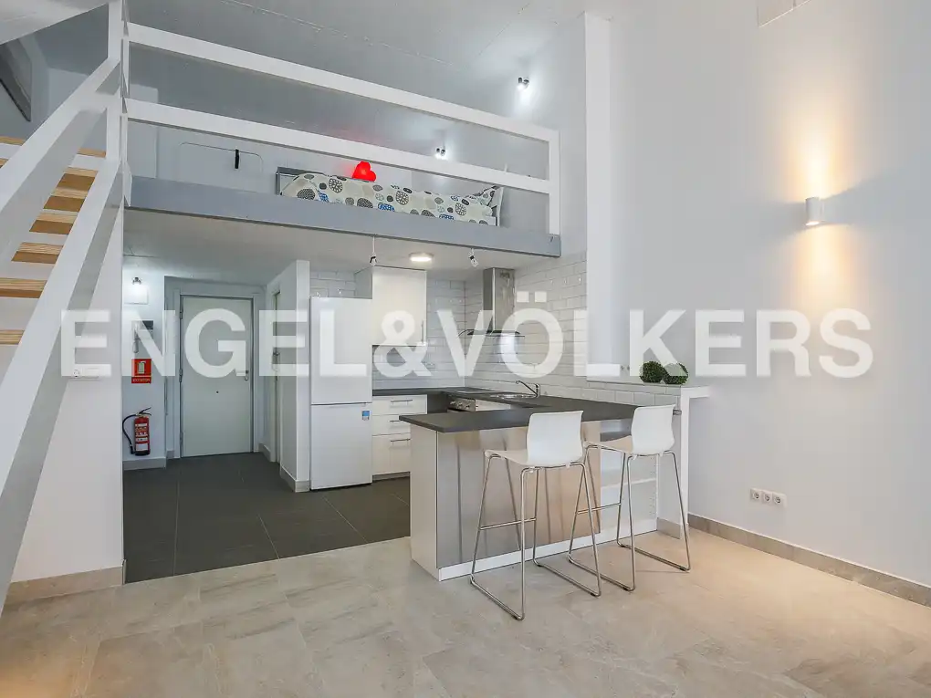 Küche von Loft zur Miete in Valencia mit Klimaanlage, Heizung und Privatgarten