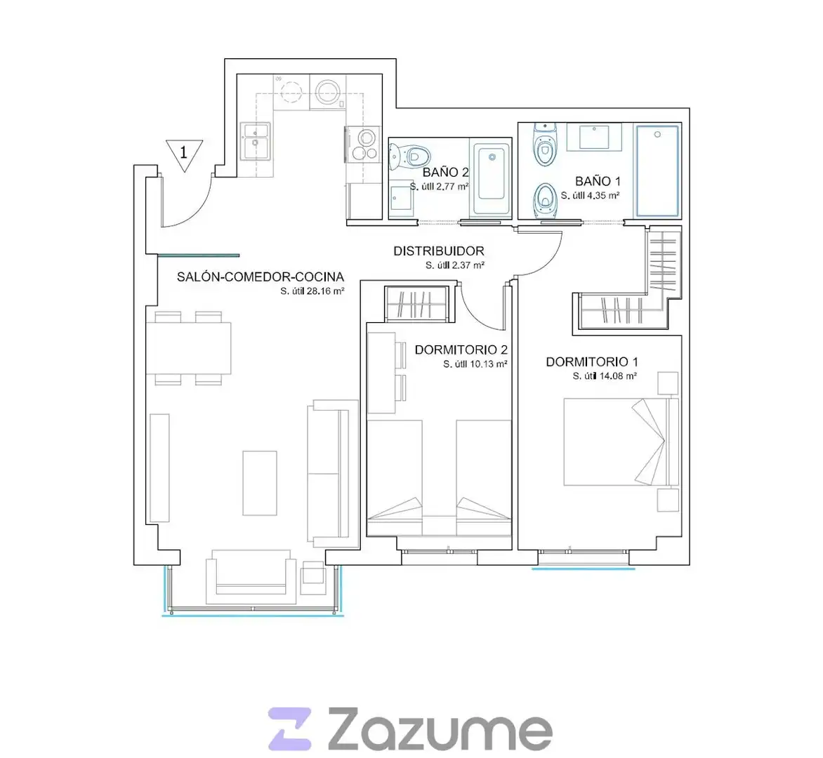 Flat for rent in Madrid  with Air Conditioner, Heating and Private garden