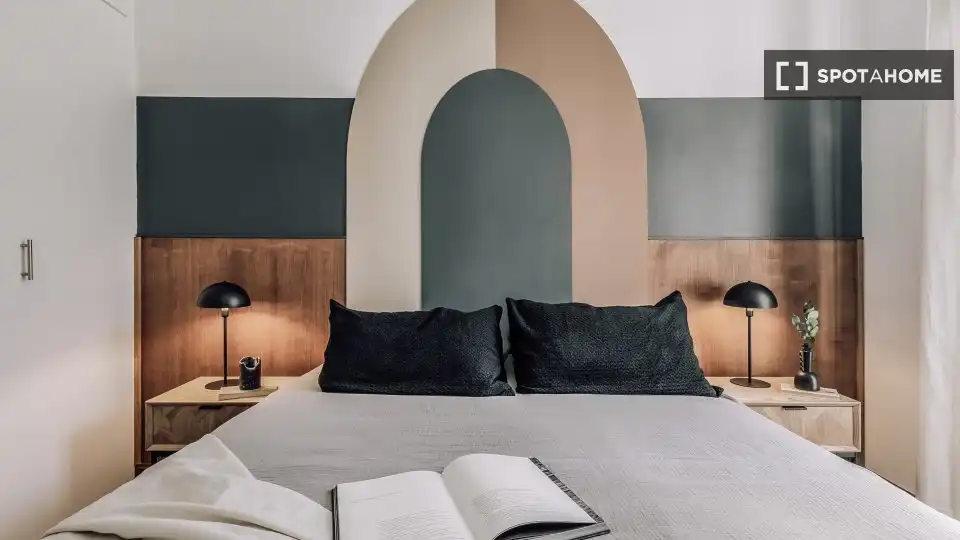 Schlafzimmer von Wohnungen zur untervermieten in Madrid mit Klimaanlage, Terrasse und Möbliert