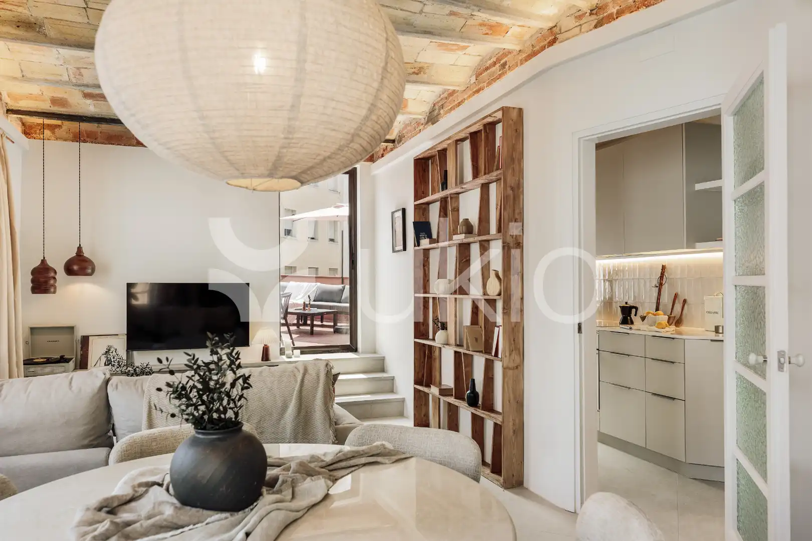 Sala de estar de Apartamento de alquiler en Barcelona con Aire acondicionado, Calefacción y Terraza