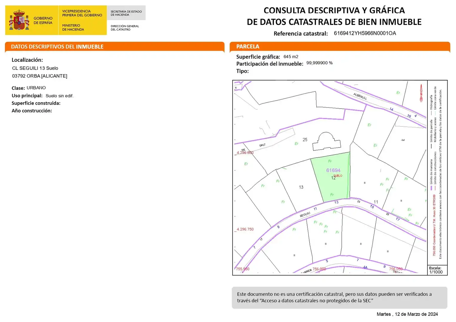 Residential land for sale in Orba