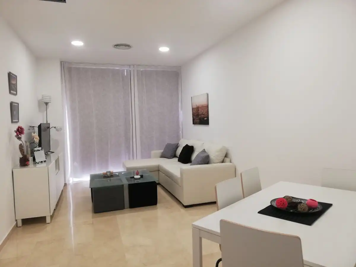 Living room of Flat for rent in  Huelva Capital  with Air Conditioner, Terrace and Furnished