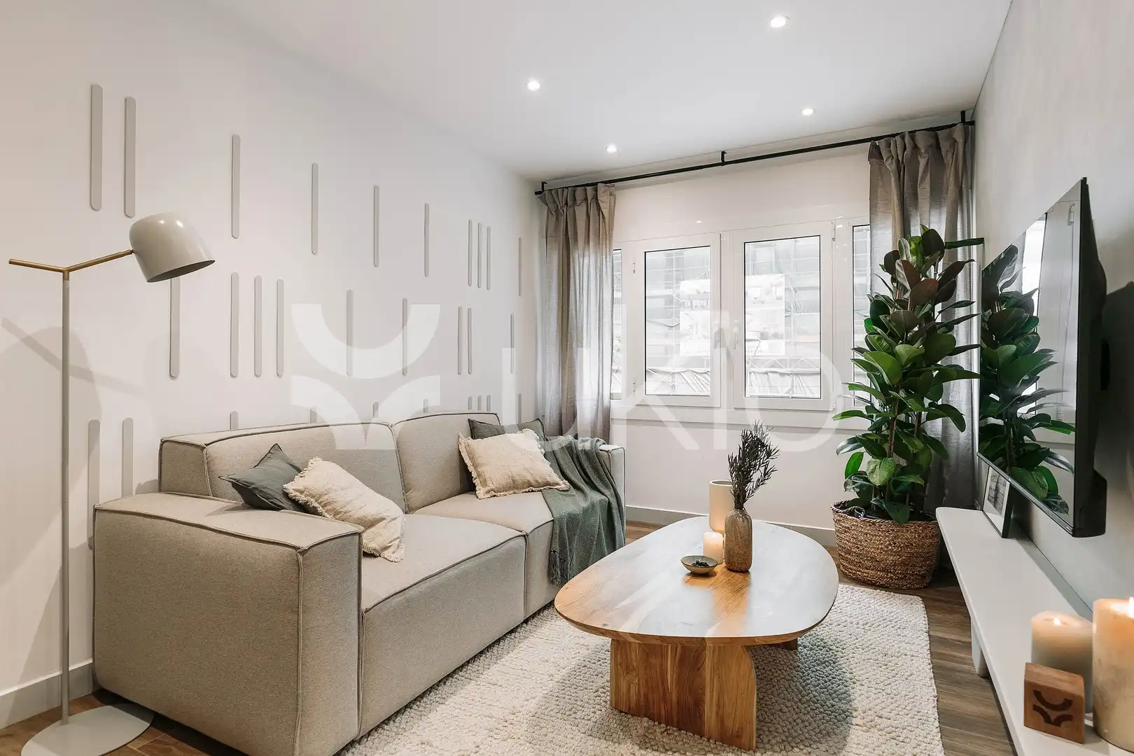 Sala de estar de Apartamento de alquiler en Barcelona con Aire acondicionado, Amueblado y Horno
