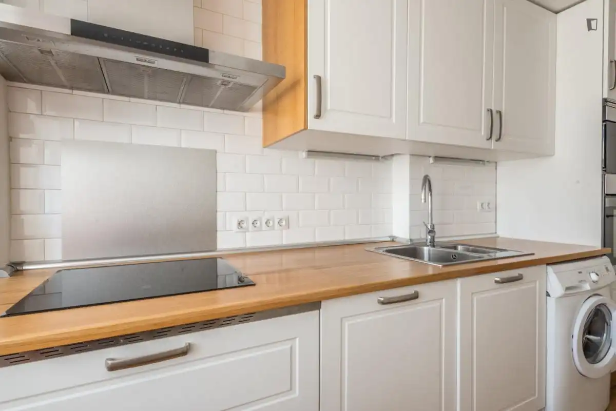 Cocina de Apartamento para compartir en Madrid con Amueblado, Horno y Lavadora