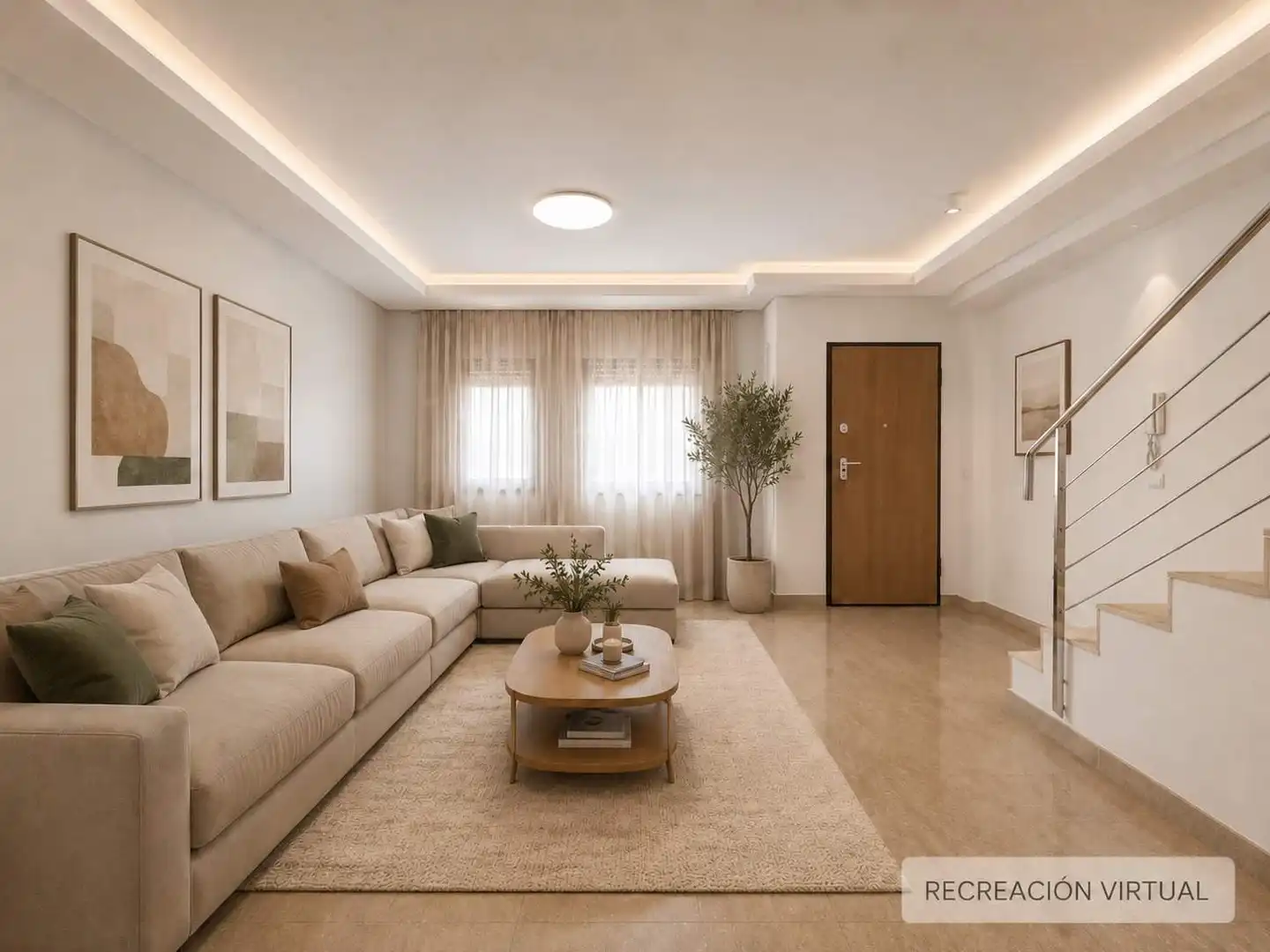 Sala de estar de Casa adosada en venta en Bellreguard con Aire acondicionado, Calefacción y Terraza