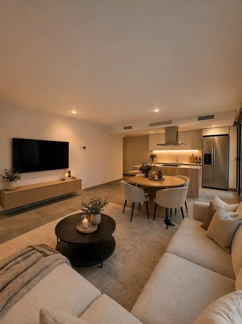 Sala d'estar de Planta baixa en venda en Mijas amb Aire condicionat, Terrassa i Piscina