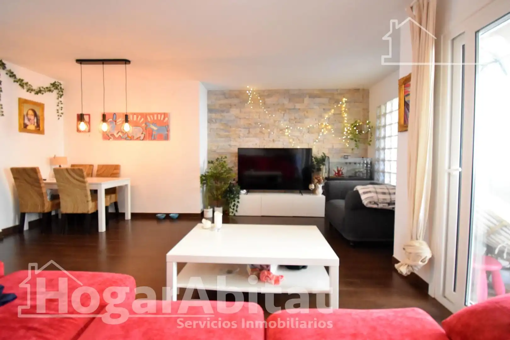 Living room of Flat for sale in Dénia  with Air Conditioner, Parquet flooring and Terrace