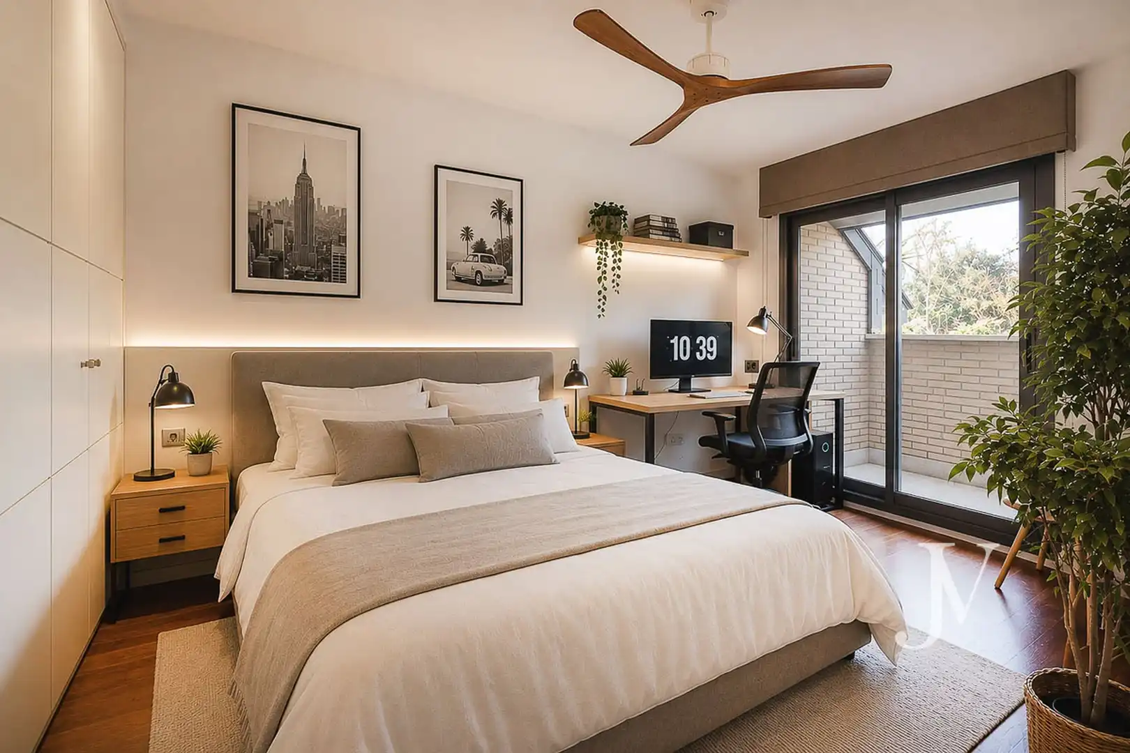 Schlafzimmer von Einfamilien-Reihenhaus zum Verkauf in Pozuelo de Alarcón mit Klimaanlage, Heizung und Privatgarten