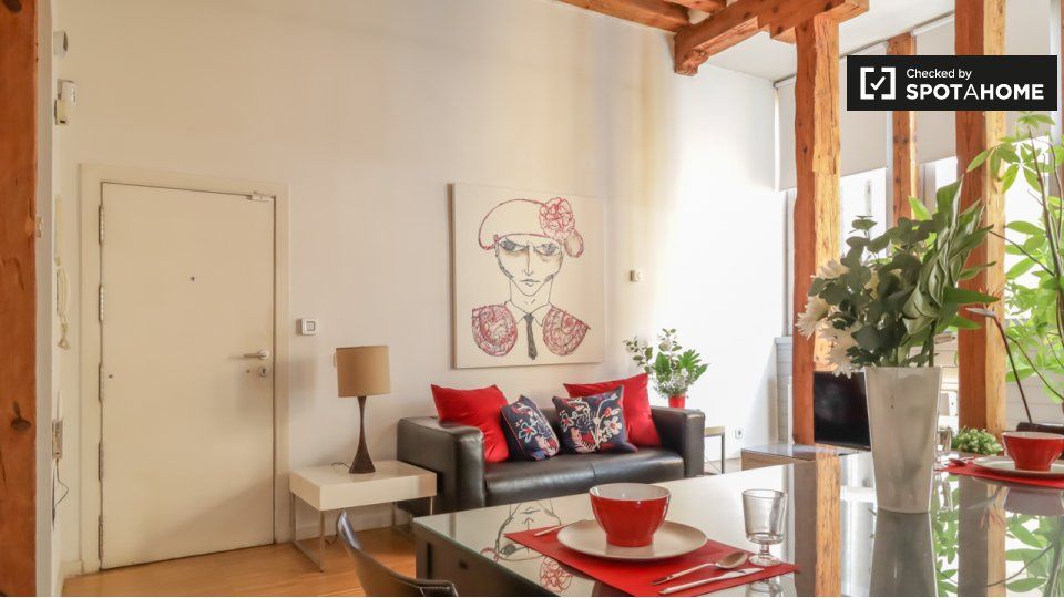 Sala d'estar de Pis de lloguer en  Madrid Capital amb Aire condicionat, Calefacció i Moblat