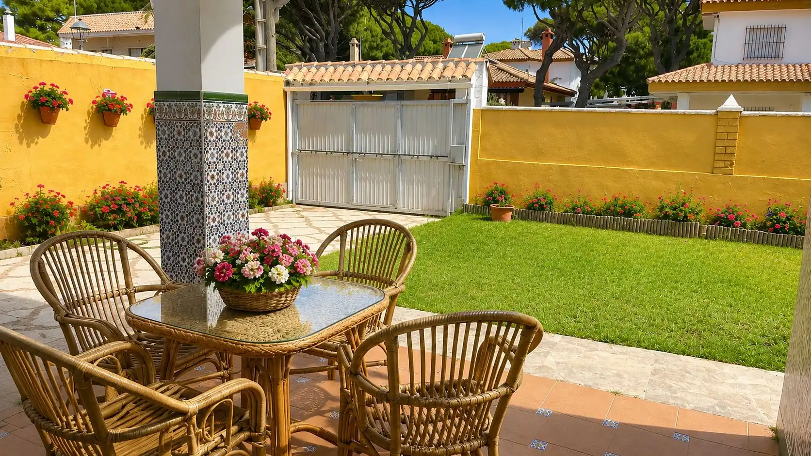 Garden of Detached homes for rent in Chiclana de la Frontera  with Air Conditioner, Furnished and Oven