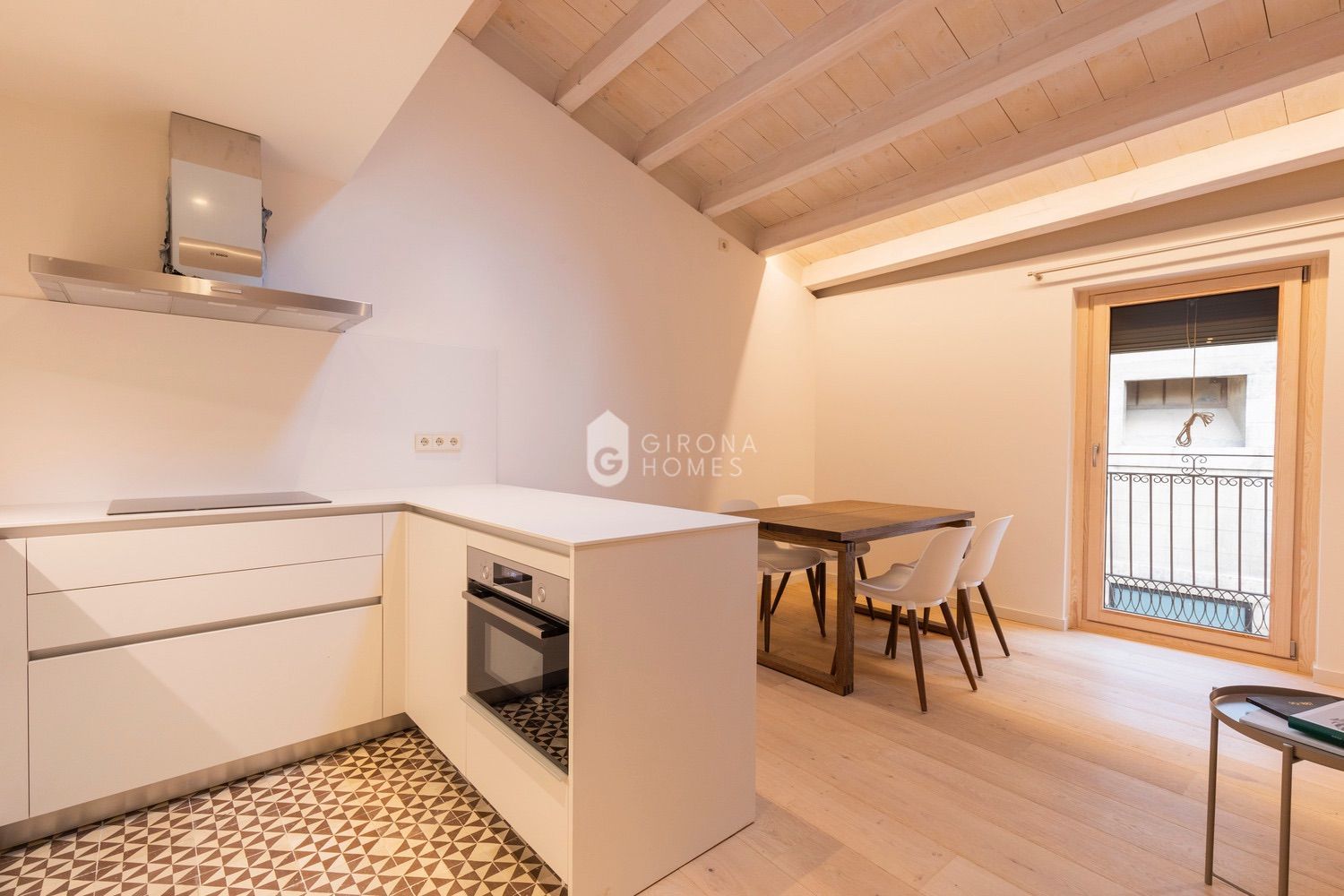 Kitchen of Attic to rent in Girona Capital  with Air Conditioner, Heating and Furnished