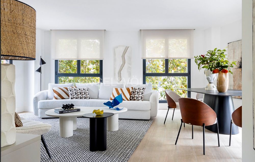 Sala d'estar de Apartament de lloguer en  Madrid Capital amb Aire condicionat, Calefacció i Terrassa