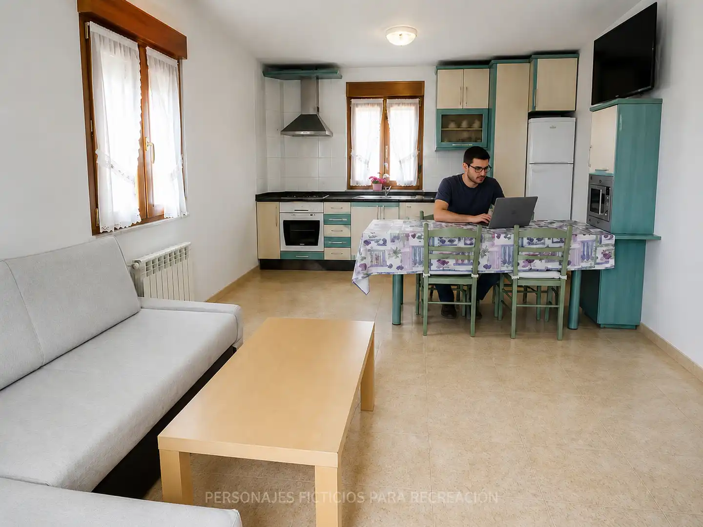 Wohnzimmer von Wohnung zur Miete in Miengo mit Heizung, Möbliert und Ofen