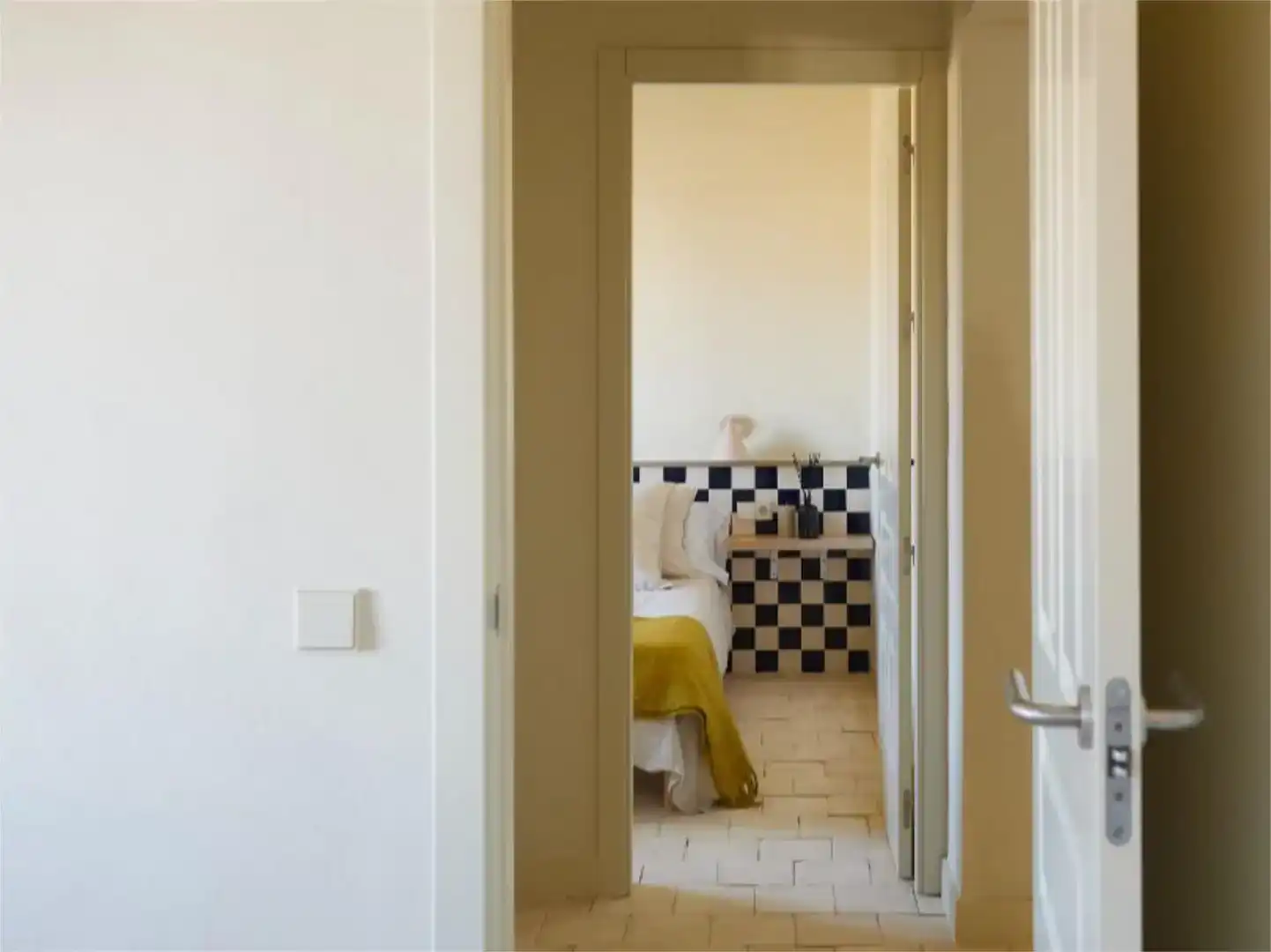 Schlafzimmer von Haus oder Chalet zur Miete in Almonte mit Klimaanlage, Privatgarten und Schwimmbad